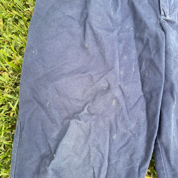 100% COTTON DISTRESSED VINTAGE NAVY SLACKS - Picture 2 of 9